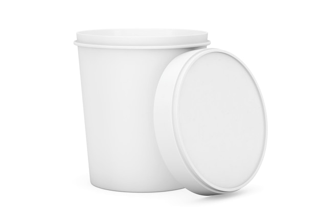 White Food Plastic Tub Bucket Container For Dessert, Yogurt, Ice Cream and Sour Sream on a white background