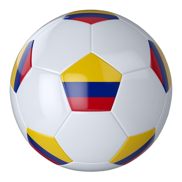 White football ball with flag of Ecuador on a white background Isolated Leather soccer ball Classic white ball with patches Flags of countries 3D illustration
