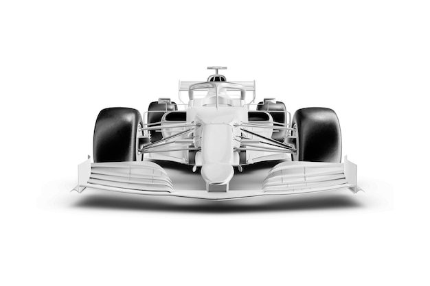 white formula one car mockup on a white background