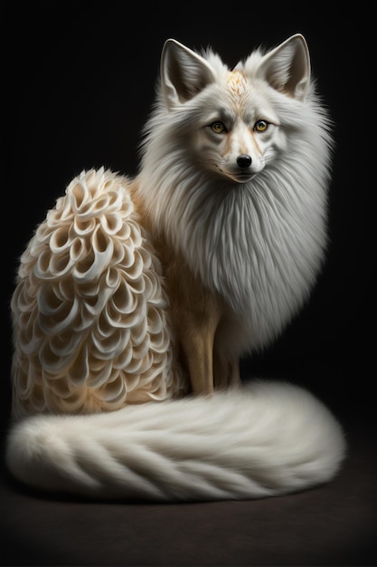 A white fox with a big tail Generative Ai