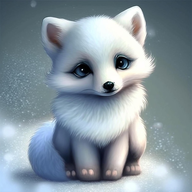 Cute white anime fox with blue eyes