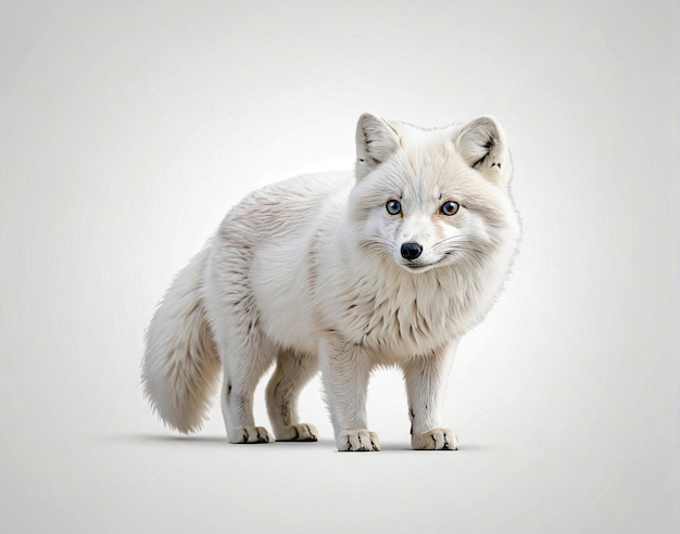 a white fox with blue eyes