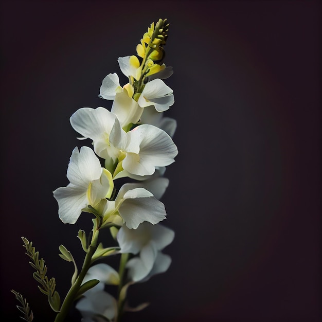 暗い背景に白いジギタリスの花