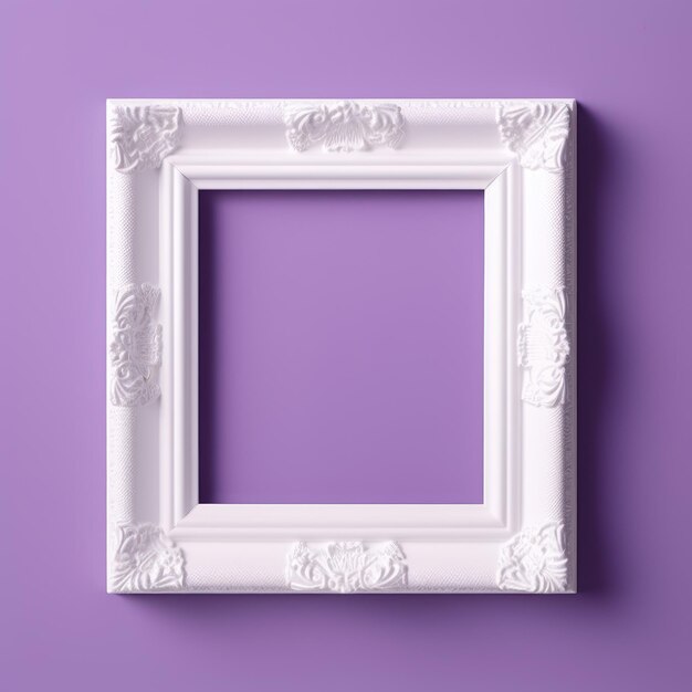 White frame on a blue violet color wall or background
