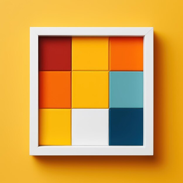 White frame on a colorful color wall or background