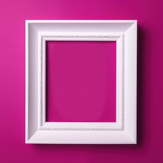 White frame on a Fuchsia color wall or background