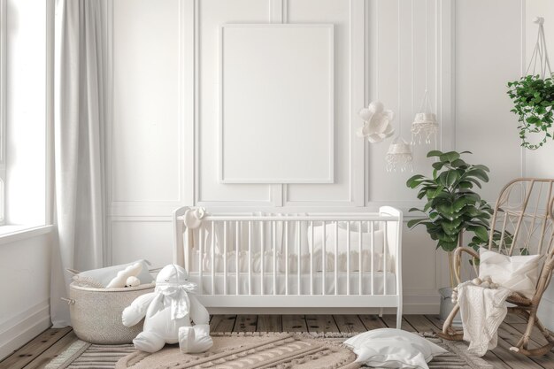 Photo white frame nursery room