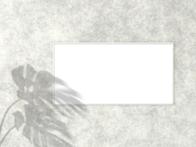 White frame for photo or picture on concrete background 3D rendering