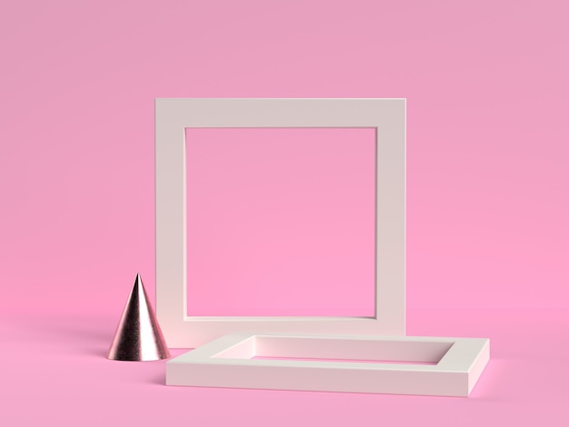 white frame set on a pink background