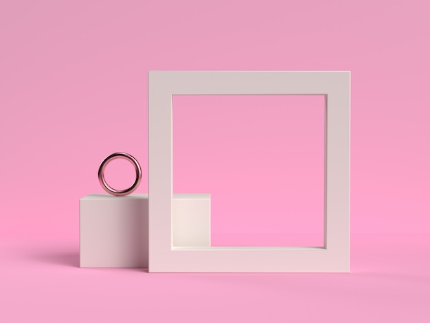 white frame set on a pink background