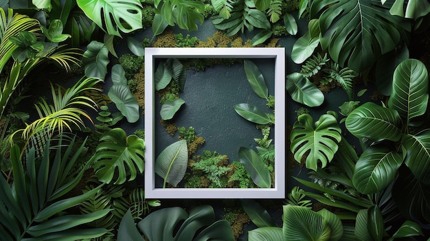 White Frame Surrounded by Green Plants