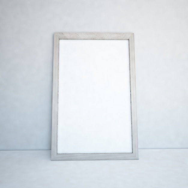 Photo white frame in white wall