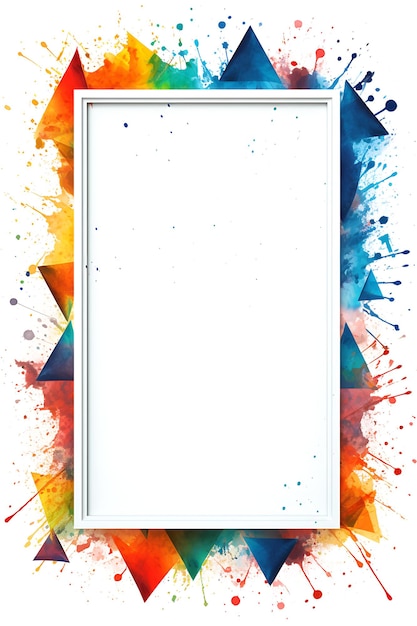 a white frame with a colorful pattern on it