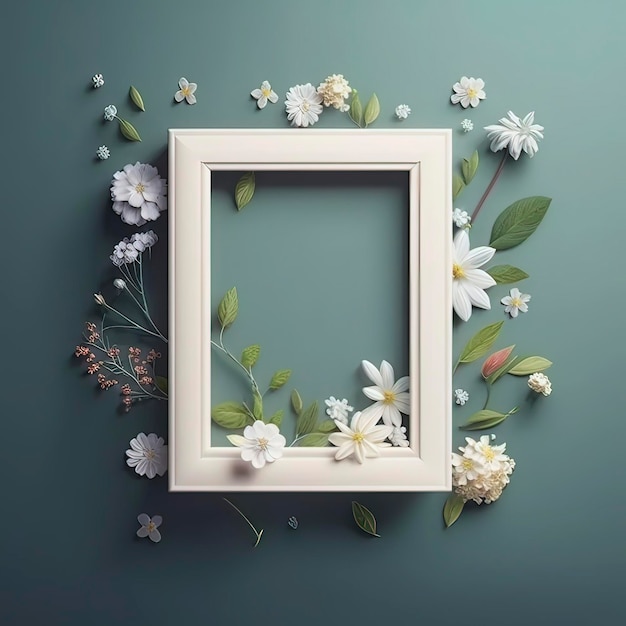 A white frame with flowers on it and the word love on it