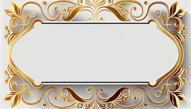 A white frame with gold trim and the word gold on it.