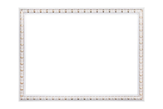 white frame with golden pattern for photo, certificate isolated