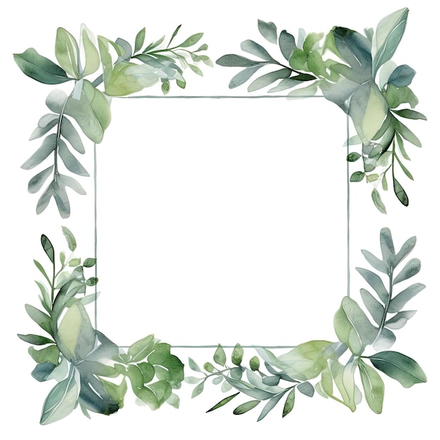 a white frame with a green and white floral border