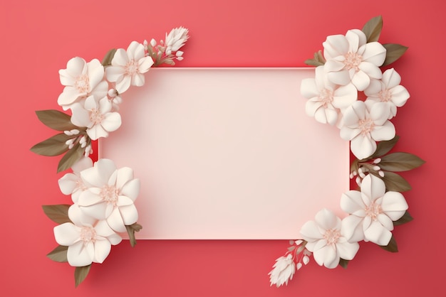 white frame with jasmine ornament