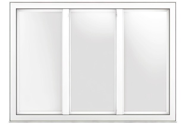 Photo white frame with three aluminium windows isolated on white background generative ai