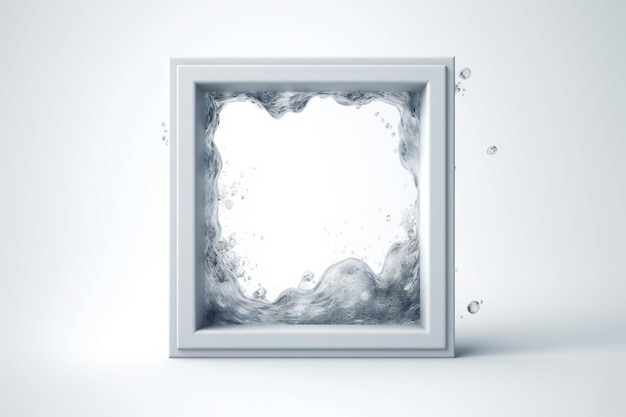 A white frame with water in it