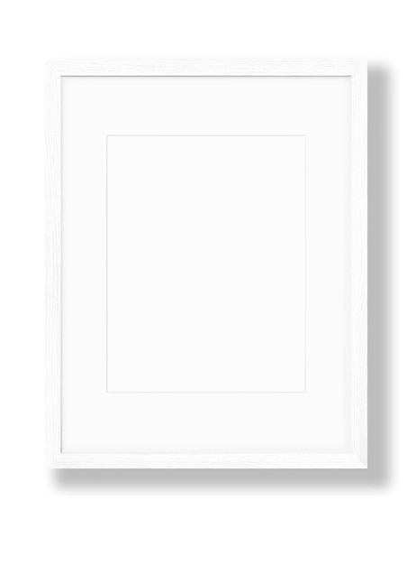 Photo a white frame with a white background and the word art on it.