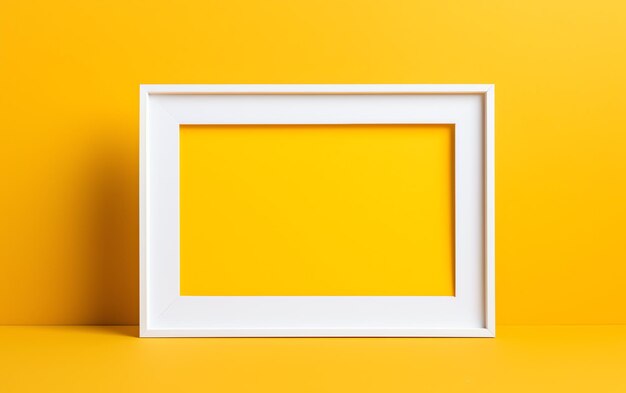 A white frame on a yellow background