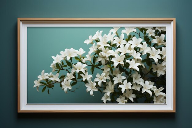 Photo white framed art with flowers