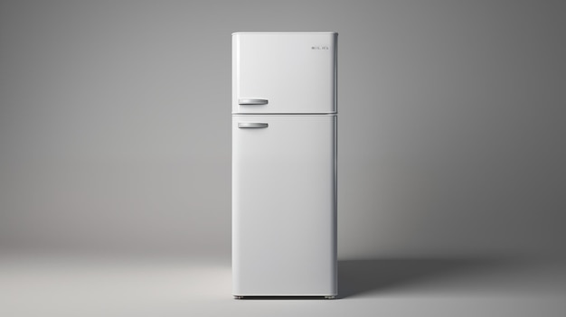 white fridge on a studio gray background