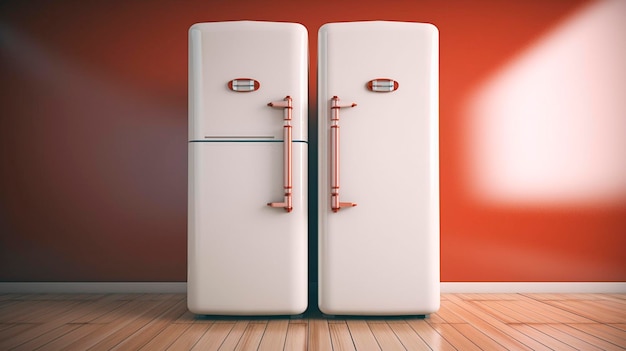 Photo white fridge with sidebyside door system generative ai