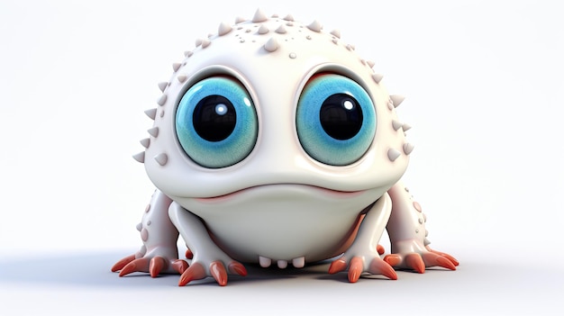 a white frog with blue eyes and a blue eye.