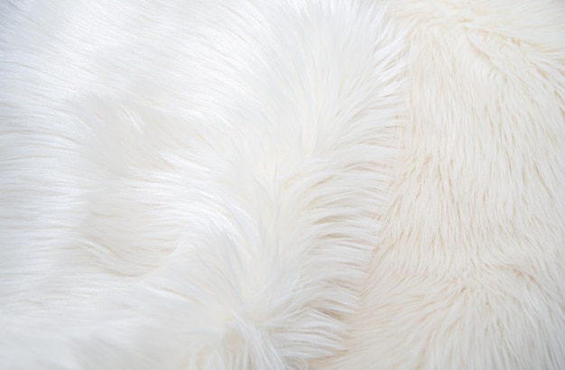 Photo white fur texture long pile faux fur background