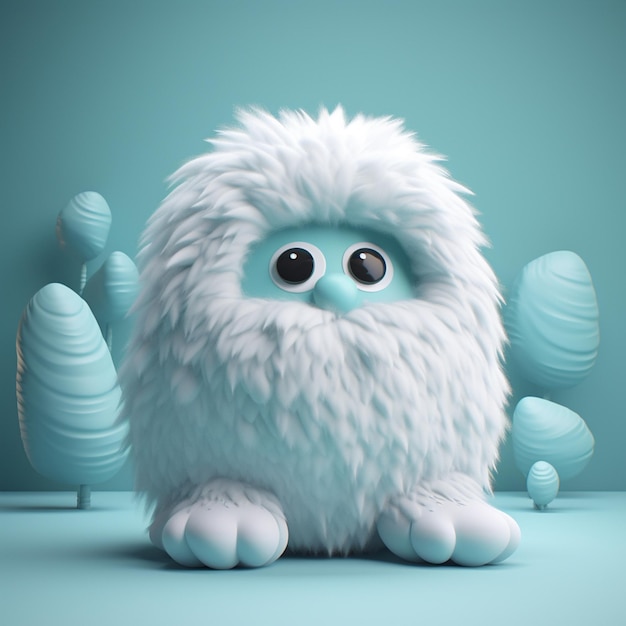 A white furry toy with a thick white fur on it.