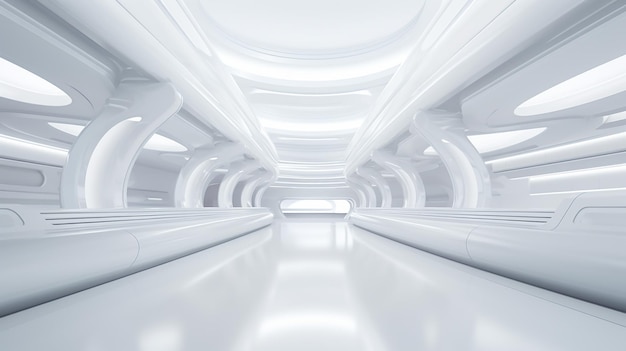 White futuristic background 3d rendering