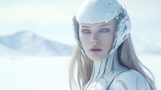 white futuristic humanrobot