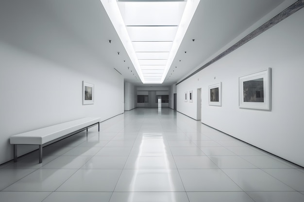 White gallery room interior Neural network AI generated