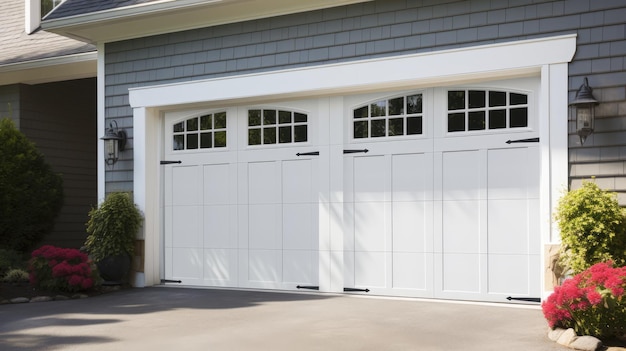 A white garage door generative ai