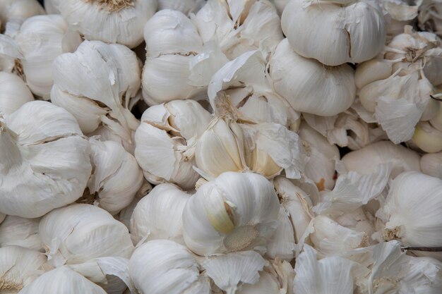 White Garlic in Box on Market