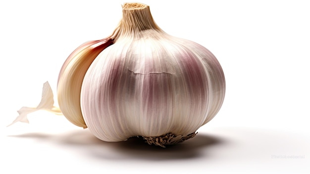 White garlic on onions on white background