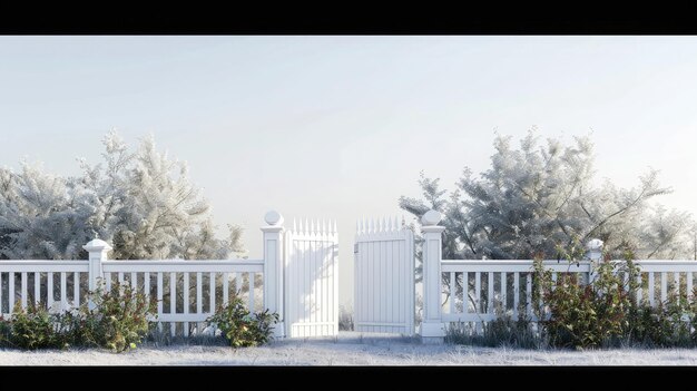 Photo white gate and fence