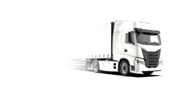 White generic unbranded truck fades into the background 3D illustration