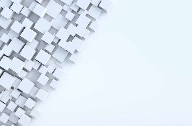 White geometric cube shapes  background. for design decorate. Realistic 3D render.