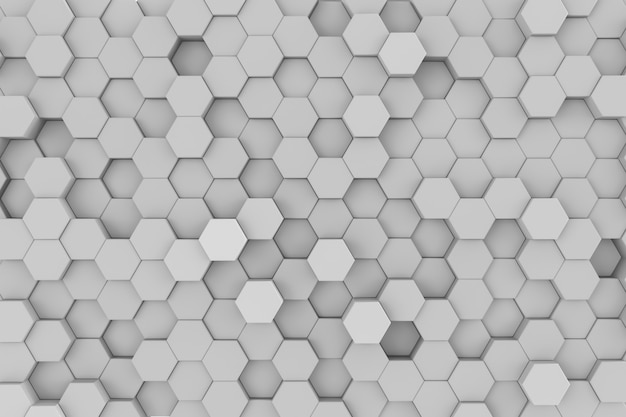 写真 白の幾何学的な六角形の抽象的な背景。 3dレンダリング図