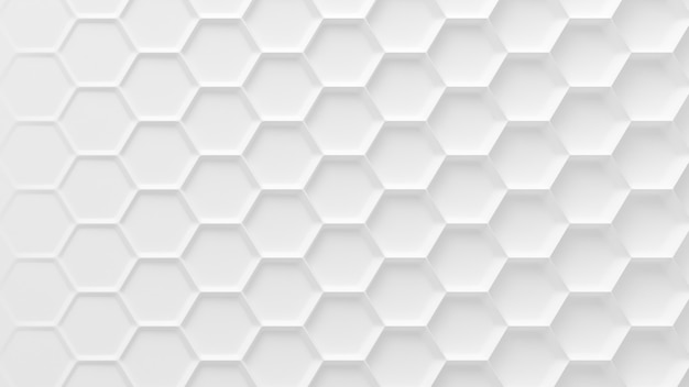 White geometric honeycomb hexagon background. 3d rendering.