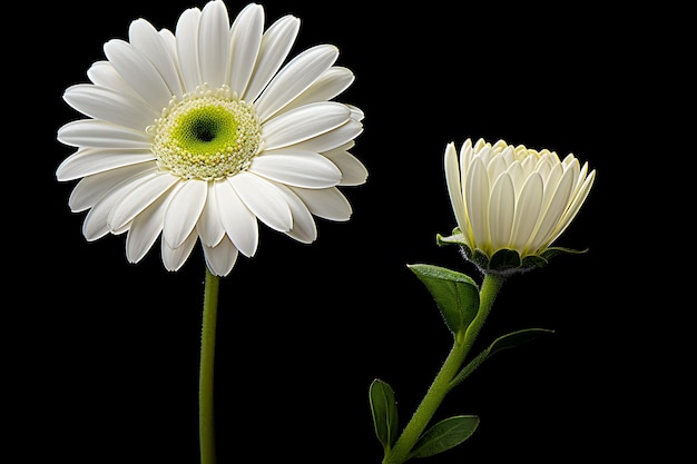 White gerbera daisy and white caspia