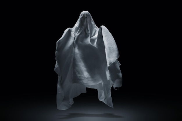 Photo white ghost on dark background