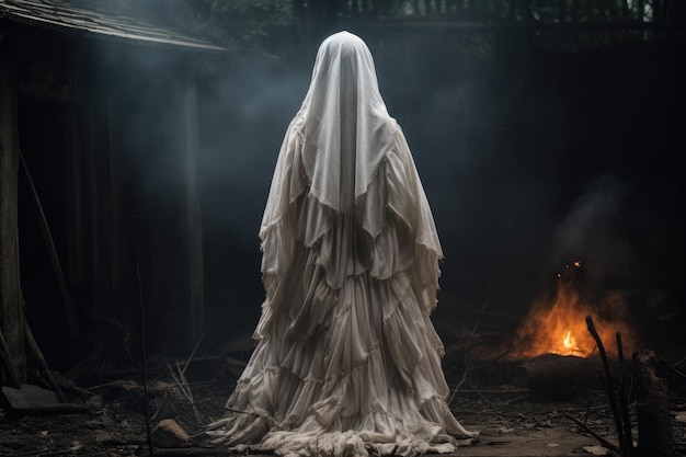 White ghost in dark smoky field