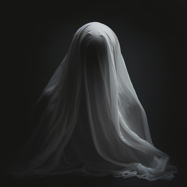 写真 レンガの壁の背景に白い幽霊