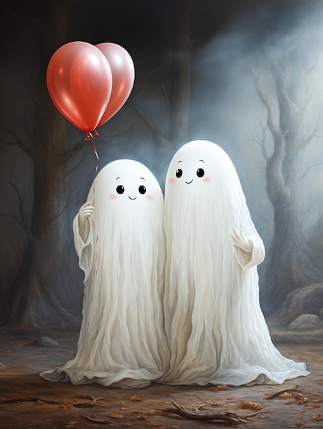 white ghosts hugging