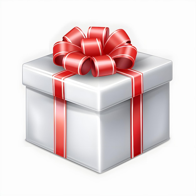 white Gift 3d boxes with red ribbon with white background