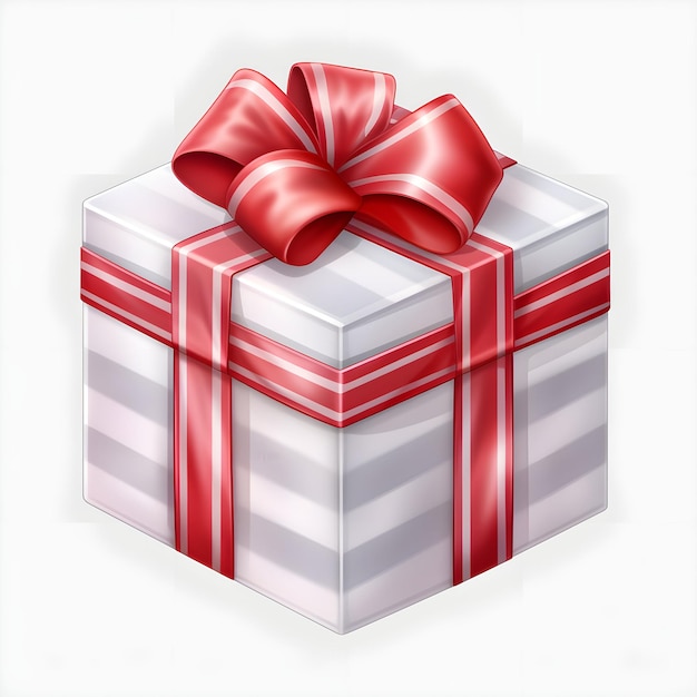 white Gift 3d boxes with red ribbon with white background